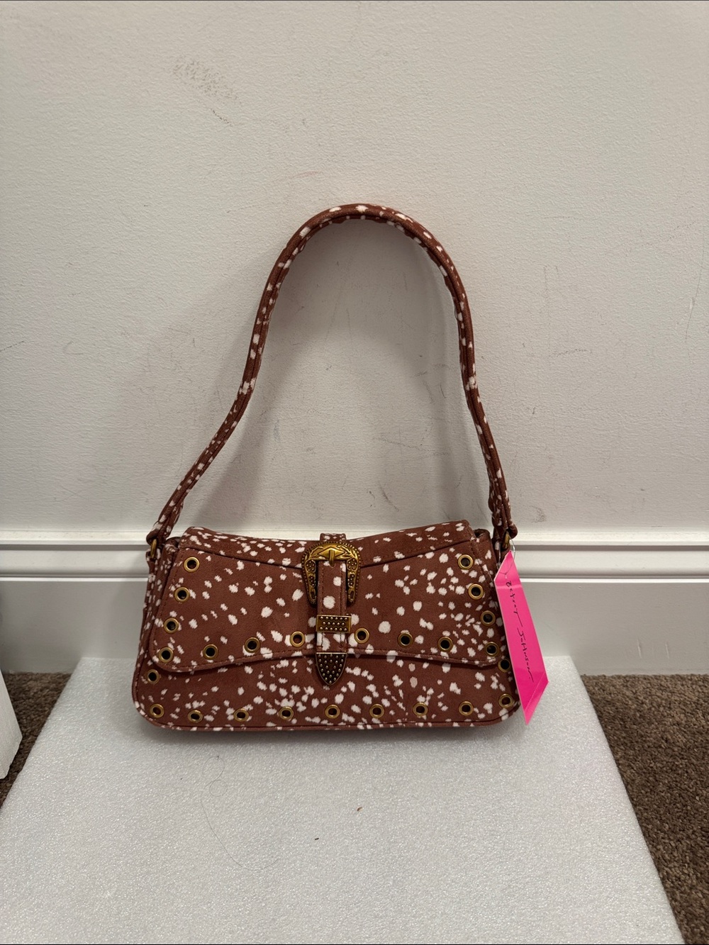 Betsey Johnson brown and white western style shoulder bag purse NWT